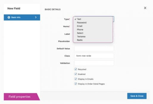Checkout Field Editor