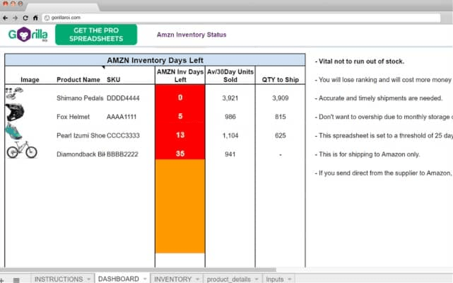 Amazon Inventory Mgmt System Using a Spreadsheet
