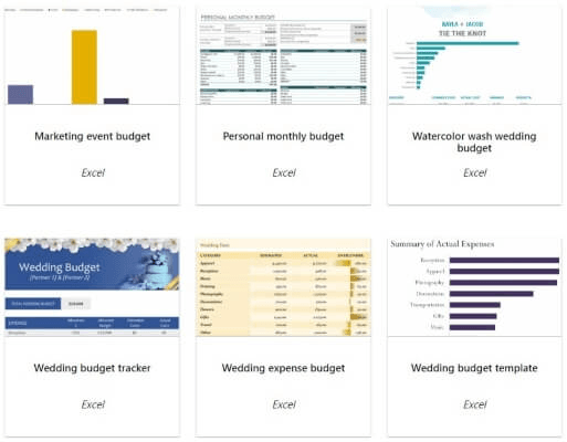 Budget sheets by Microsoft
