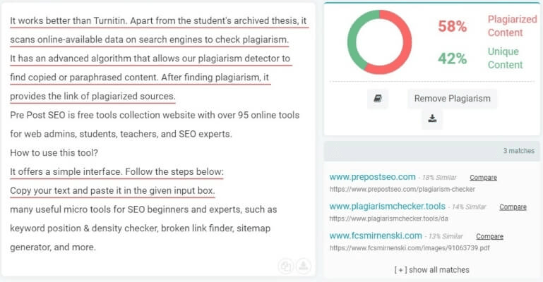 Plagiarism Checker by Pre Post SEO