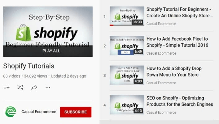 Shopify Tutorials by Casual Ecommerce
