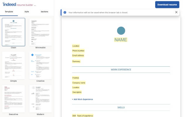 Indeed Resume Builder