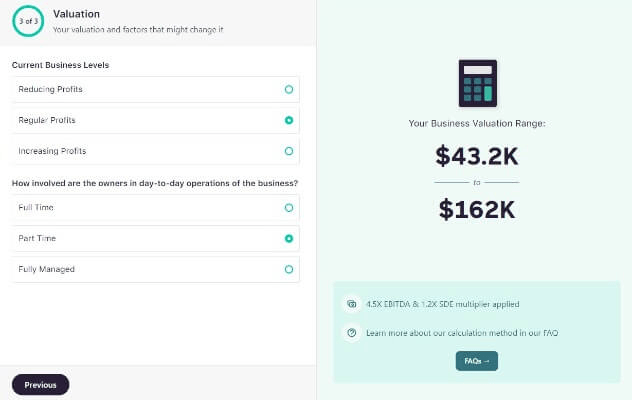 Coast’s Business Valuation Calculator