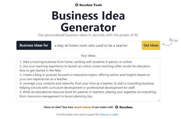 Kocobee’s Business Idea Generator