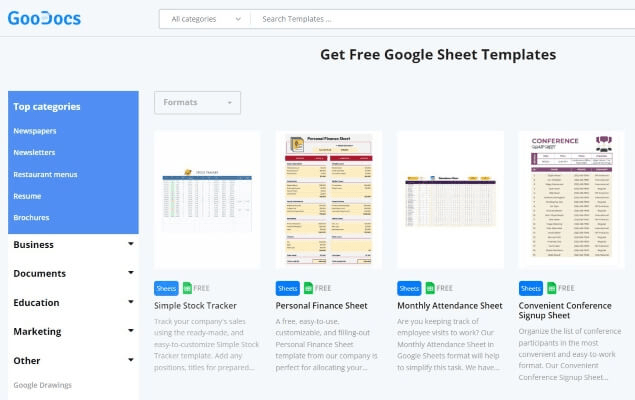 TheGoodocs Google Sheet