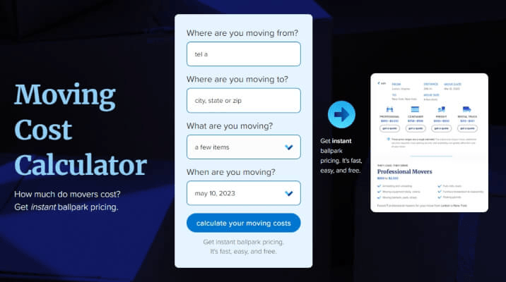 Movebuddha Moving Cost Calculator